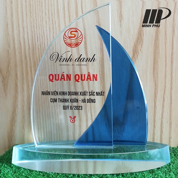 Cúp Pha Lê Cánh Buồm Xanh